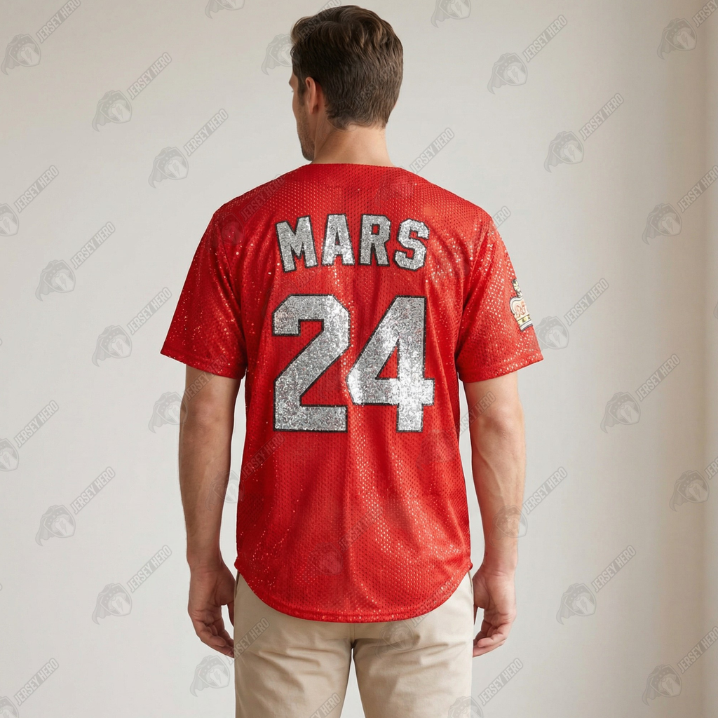 Custom Hooligans “Mars” 24 Gold / Silver Bling Rhinestone Baseball Jersey