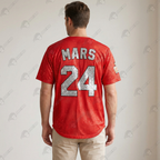 Custom Hooligans “Mars” 24 Gold / Silver Bling Rhinestone Baseball Jersey