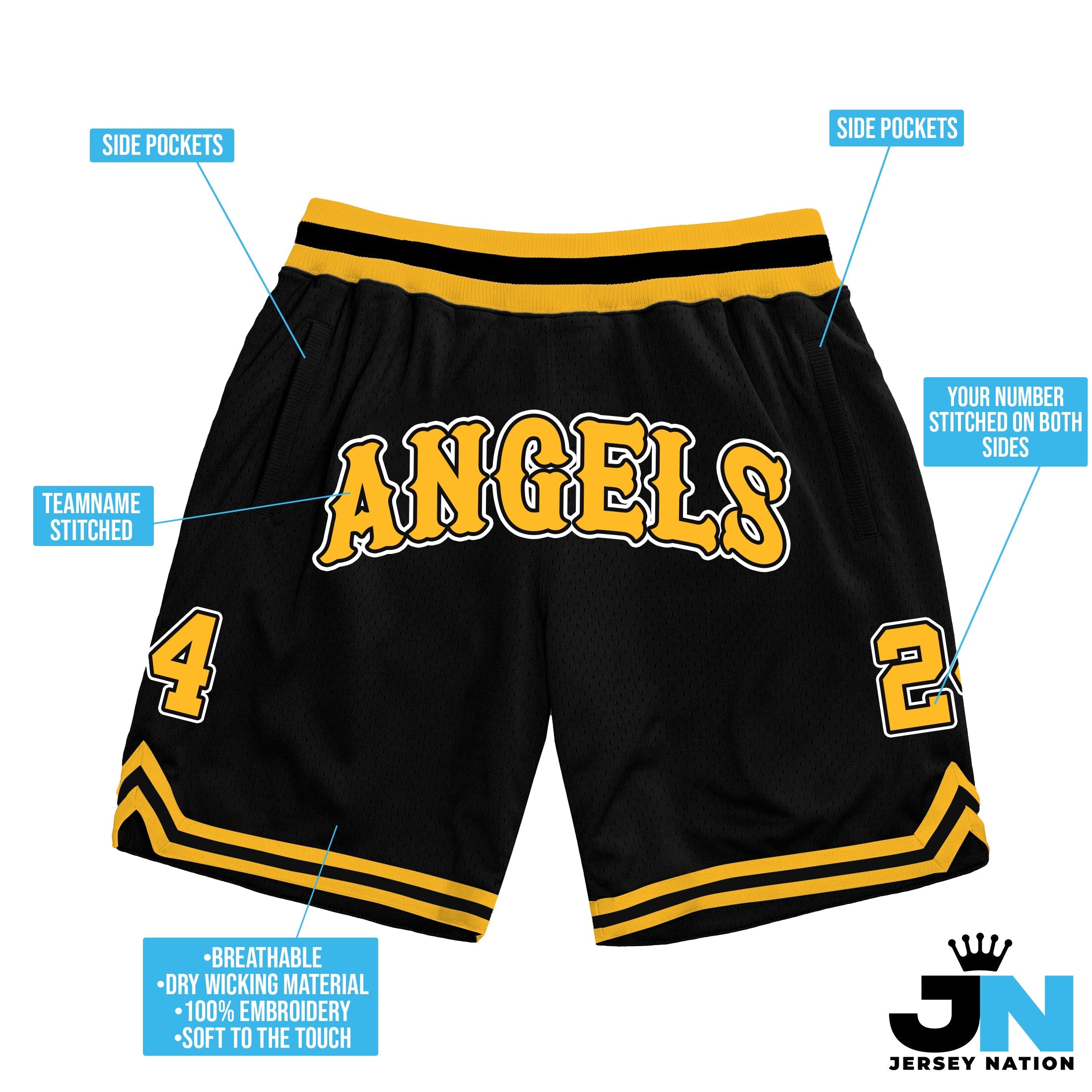 Black-Yellow Custom Basketball Shorts