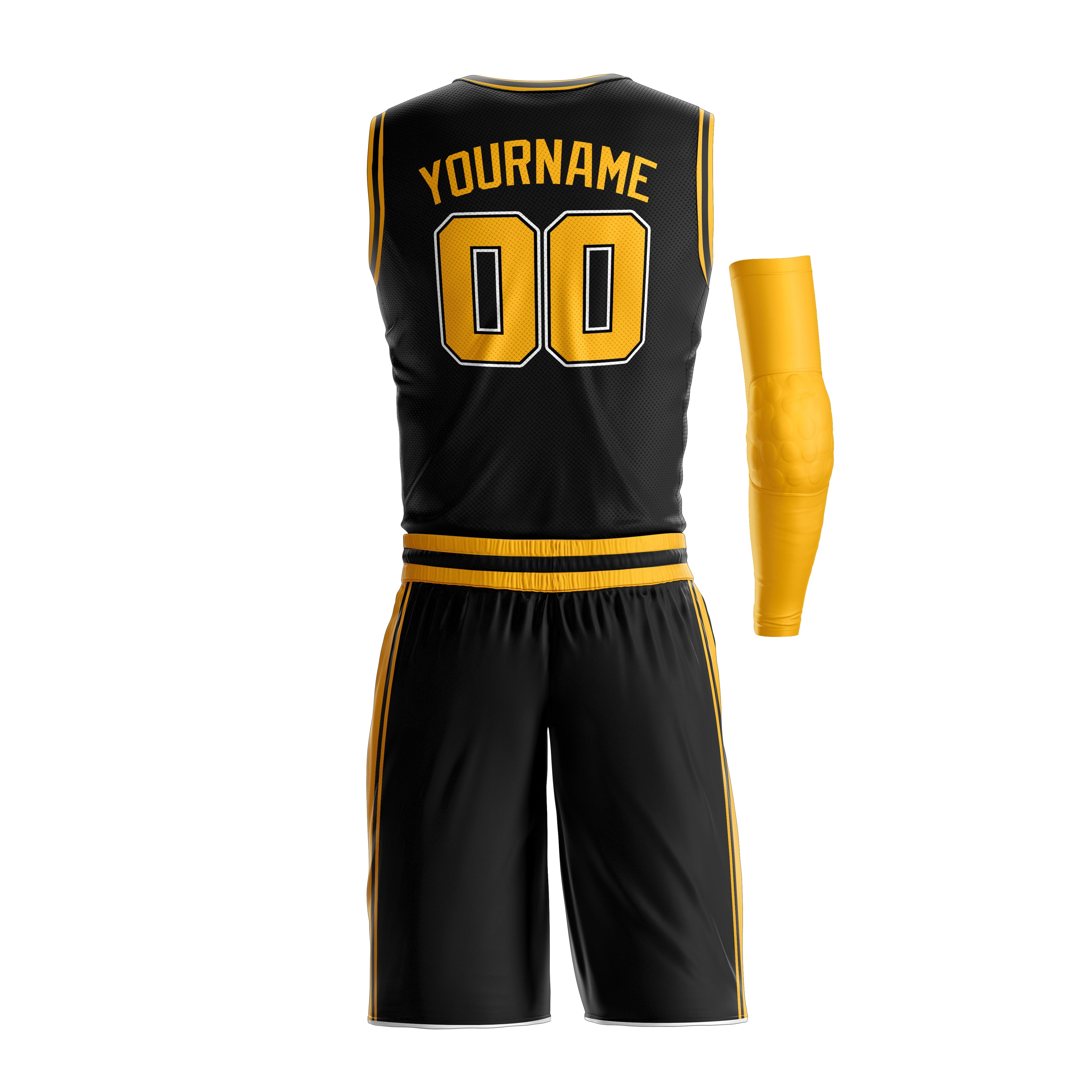 Black-Yellow Custom Basketball Team Uniform Set