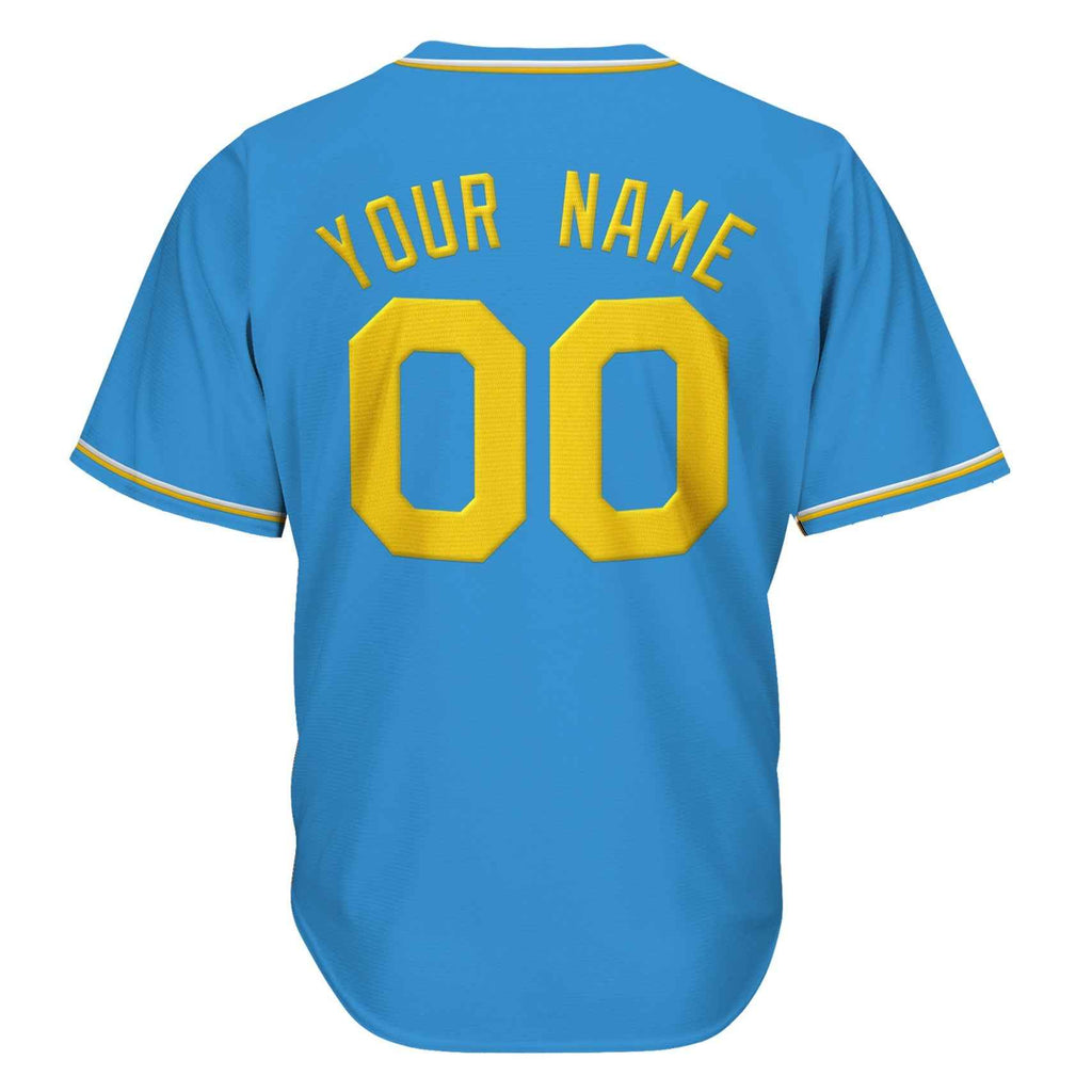 Blue-Yellow Custom Baseball Jersey