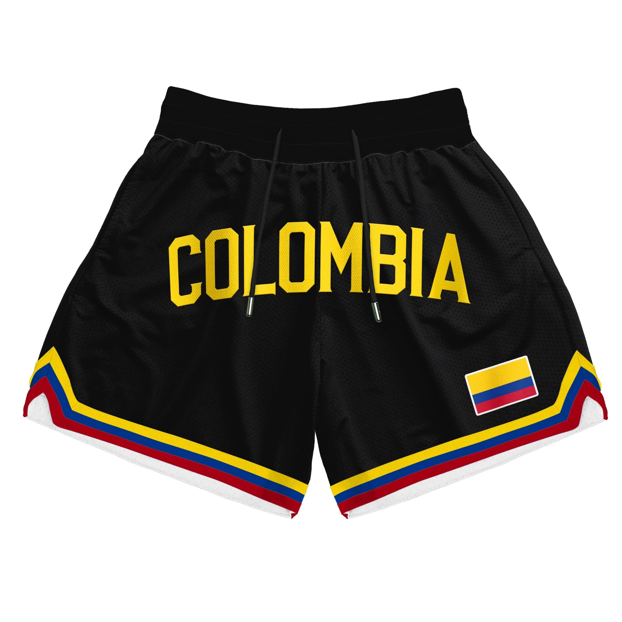 Colombia Heritage Black Basketball Shorts Embroidered