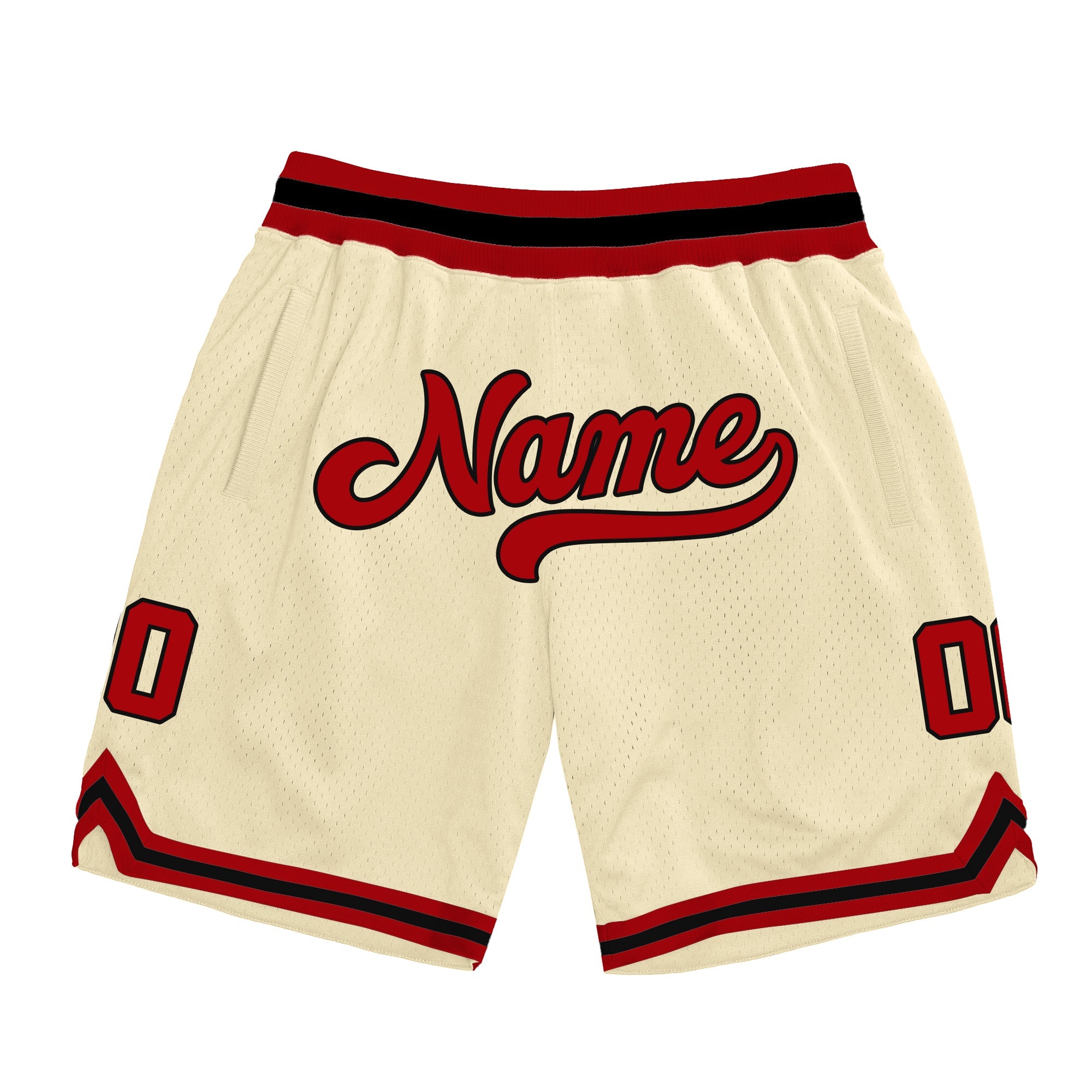 Cream Red-Black Custom Basketball Shorts