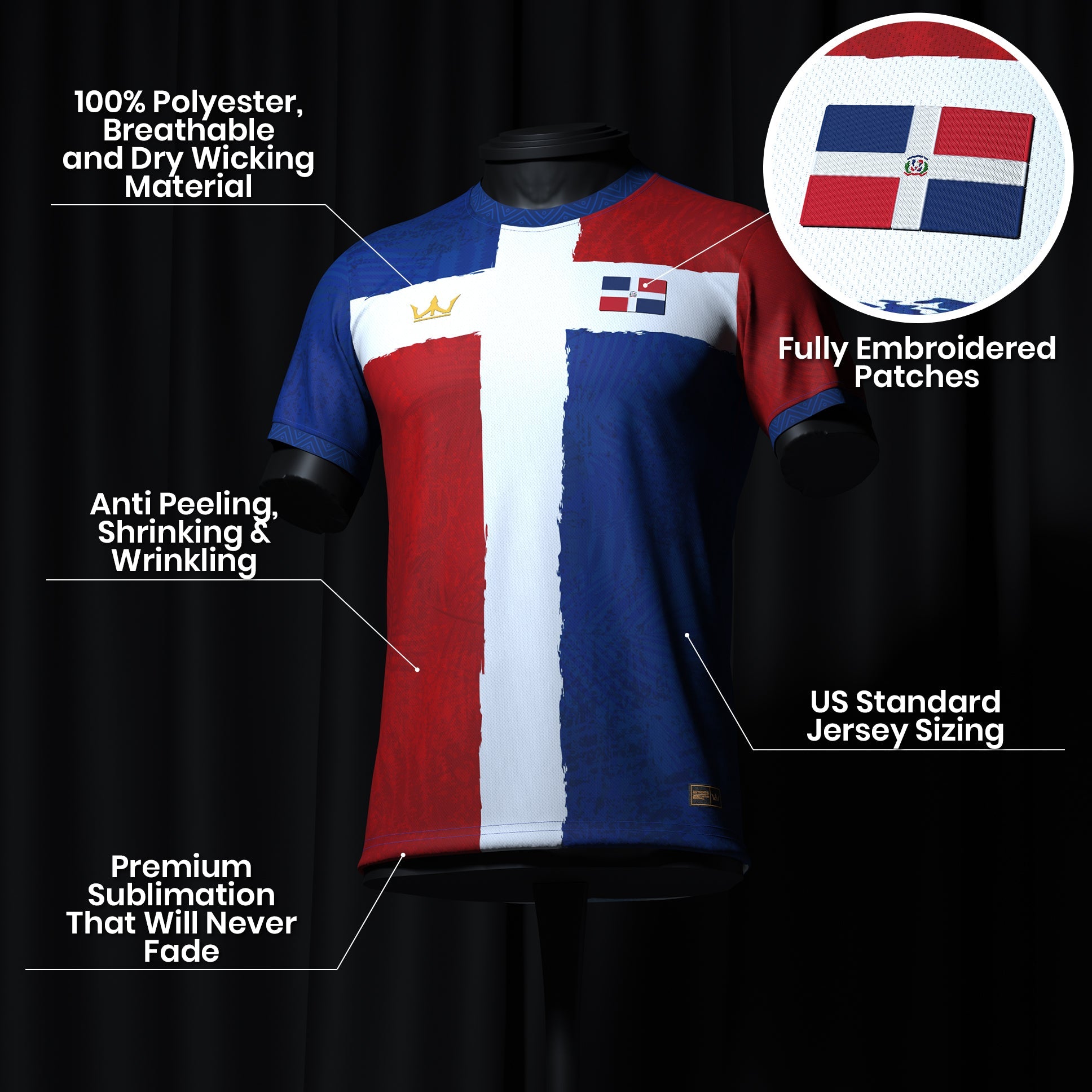 Dominican Republic Heritage Custom Football Jersey