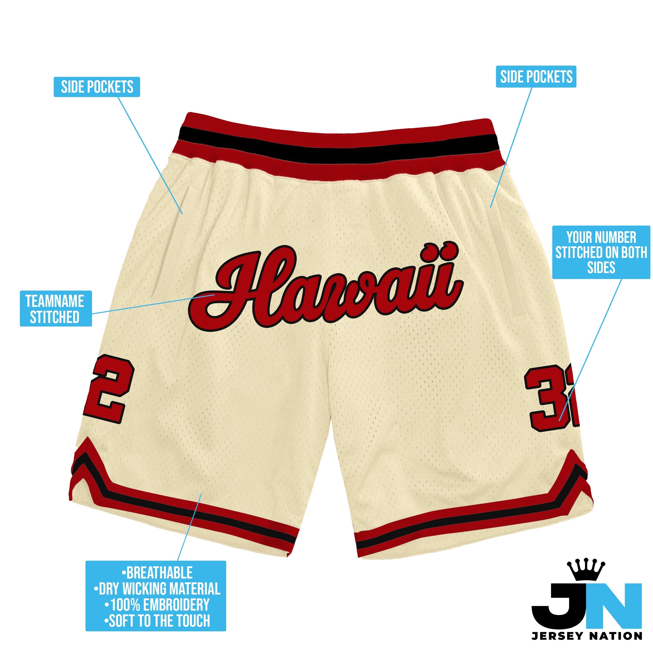 Cream Red-Black Custom Basketball Shorts