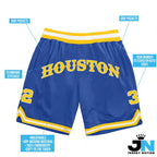 Blue Yellow-White Custom Basketball Shorts
