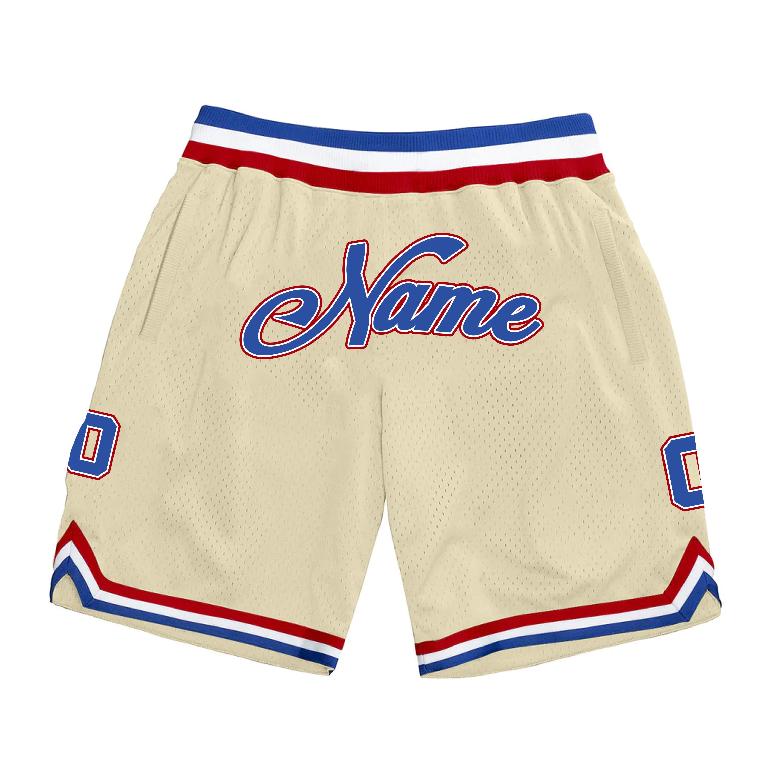 Cream Blue-Red Custom Basketball Shorts