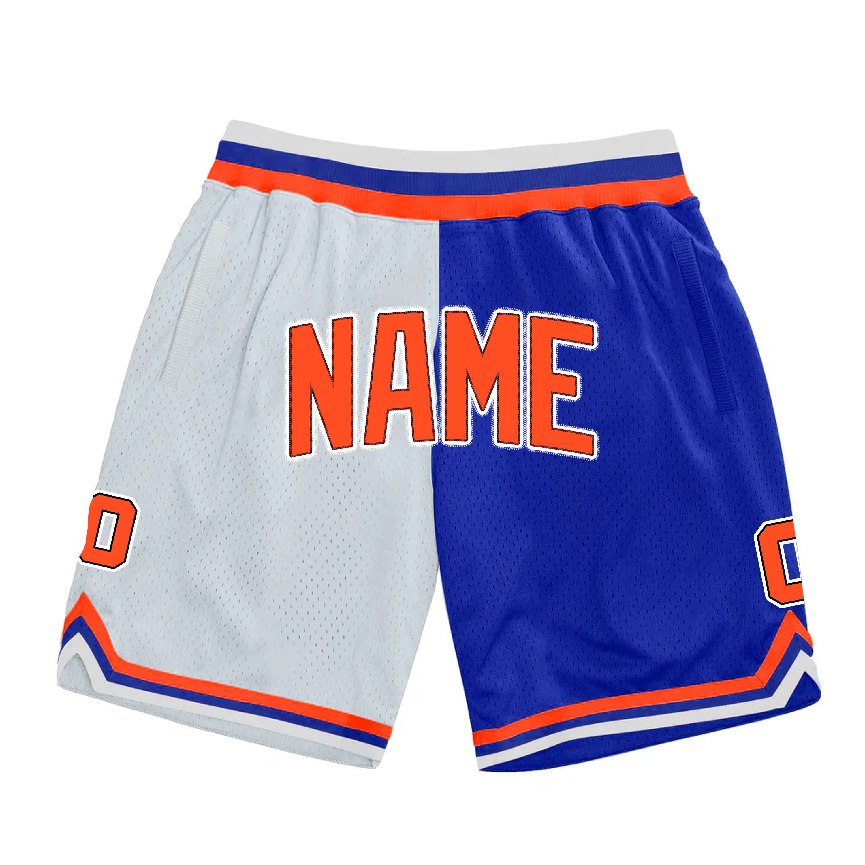 Orange Blue-White Custom Basketball Shorts