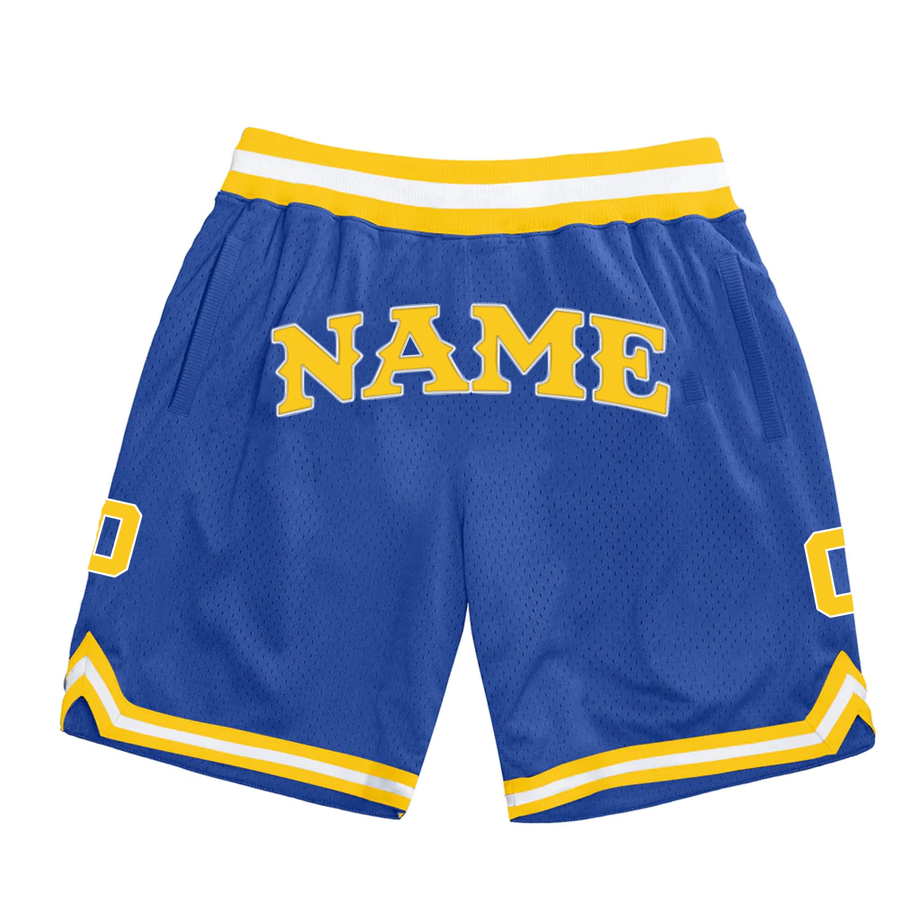 Blue Yellow-White Custom Basketball Shorts