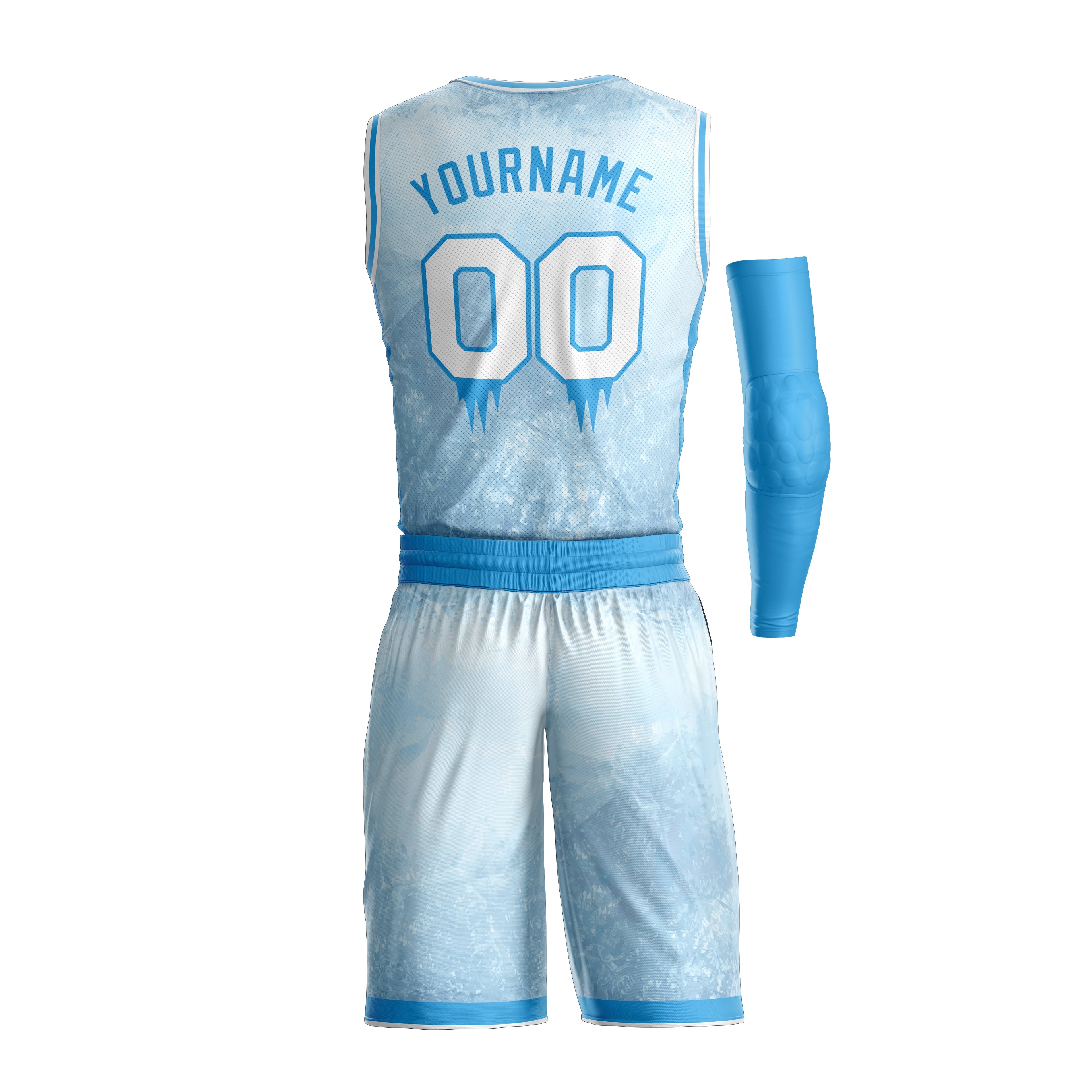 Icy Blue Custom Basketball Team Uniform Set
