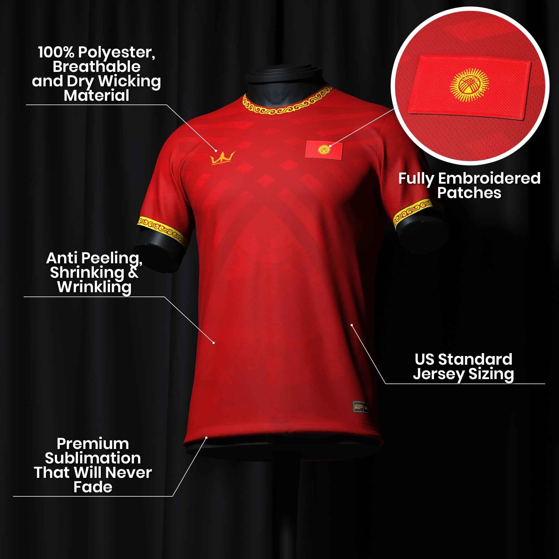 Kyrgyzstan Heritage Custom Football Jersey