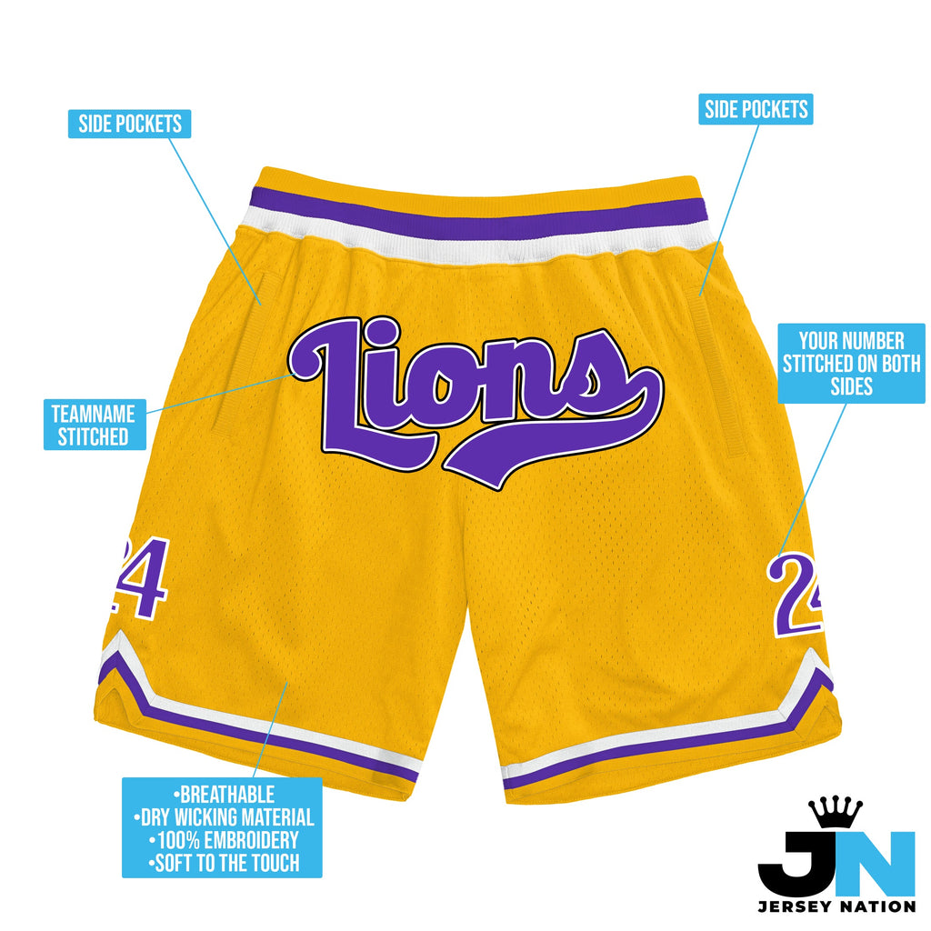 Yellow Purple-White Custom Basketball Shorts