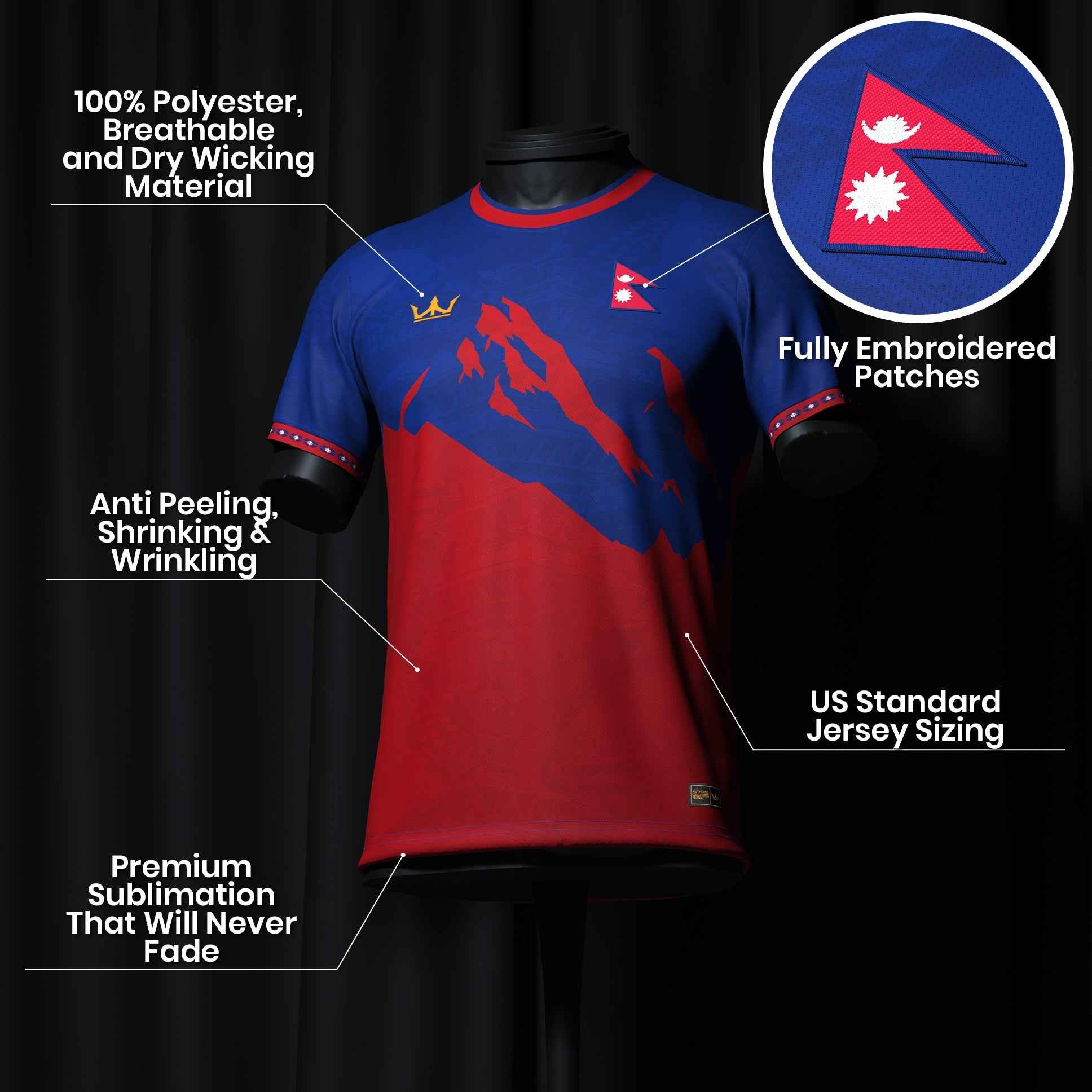 Nepal Heritage Custom Football Jersey