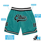 Teal Black-White Custom Basketball Shorts
