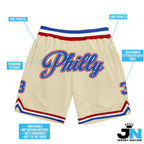 Cream Blue-Red Custom Basketball Shorts