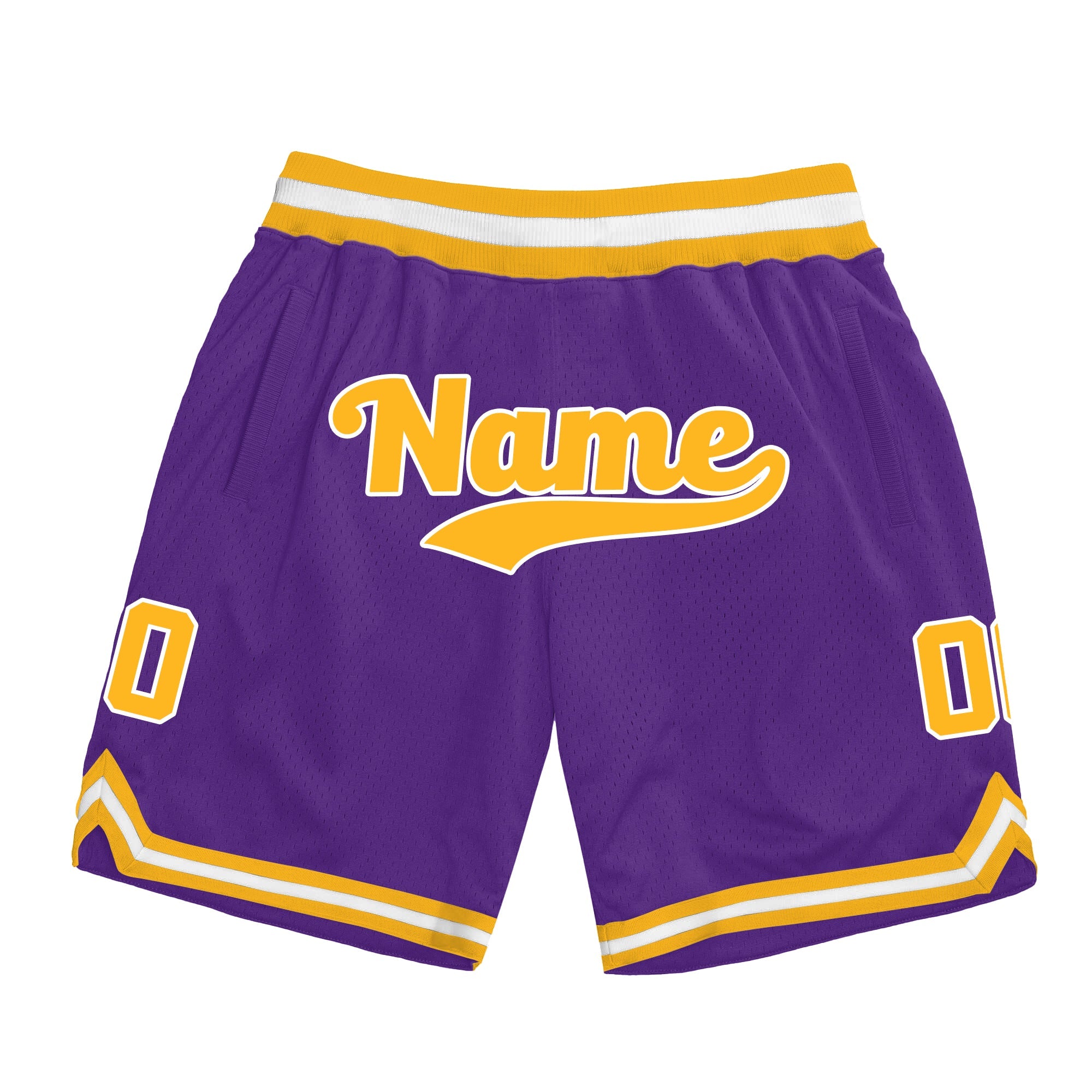 Purple Gold-White Custom Basketball Shorts