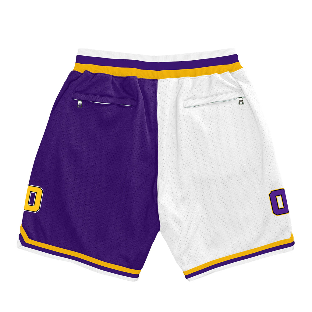 Yellow Purple-White Custom Basketball Shorts