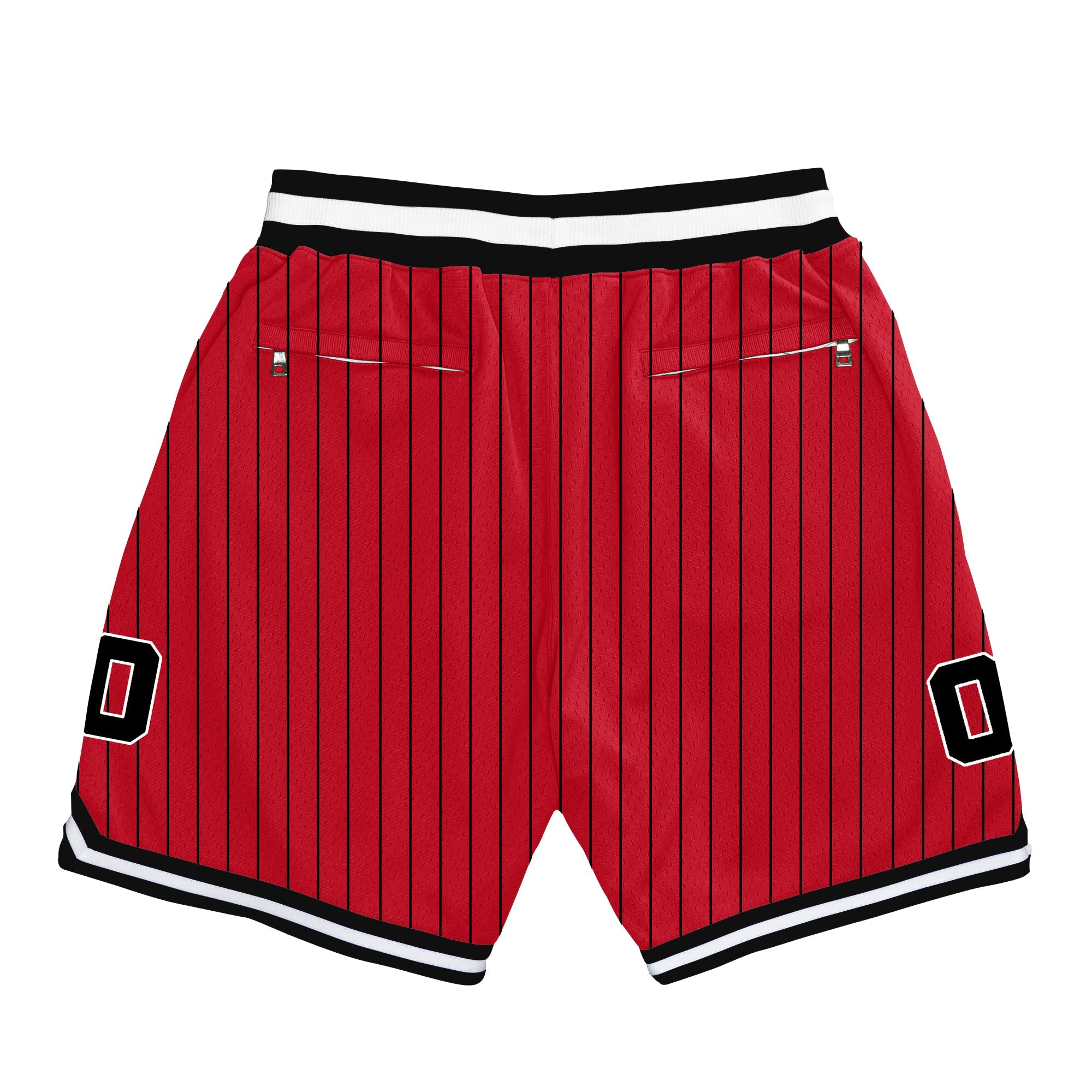 Red-Black Pinstripe Custom Basketball Shorts