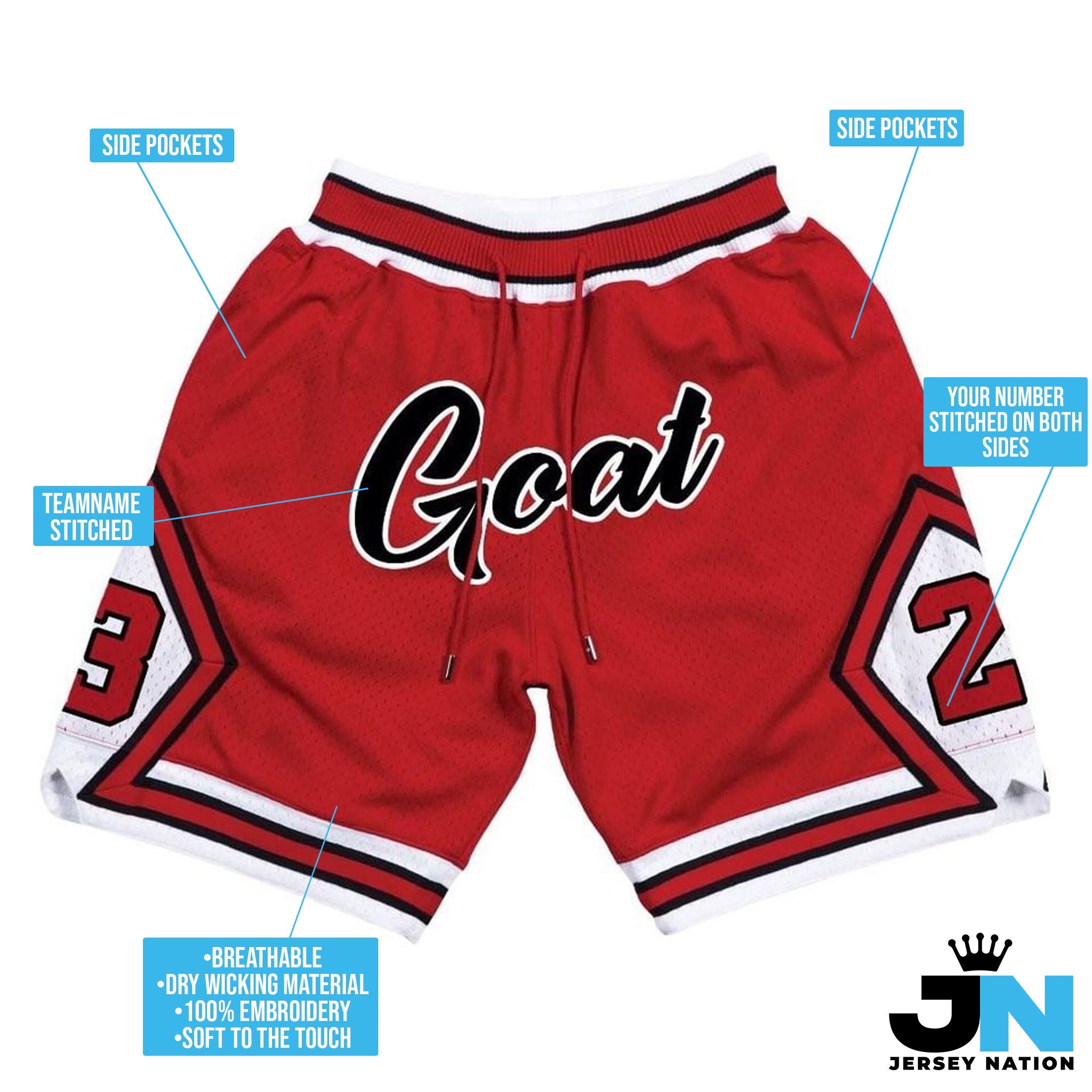 Red Black-White Custom Basketball Shorts