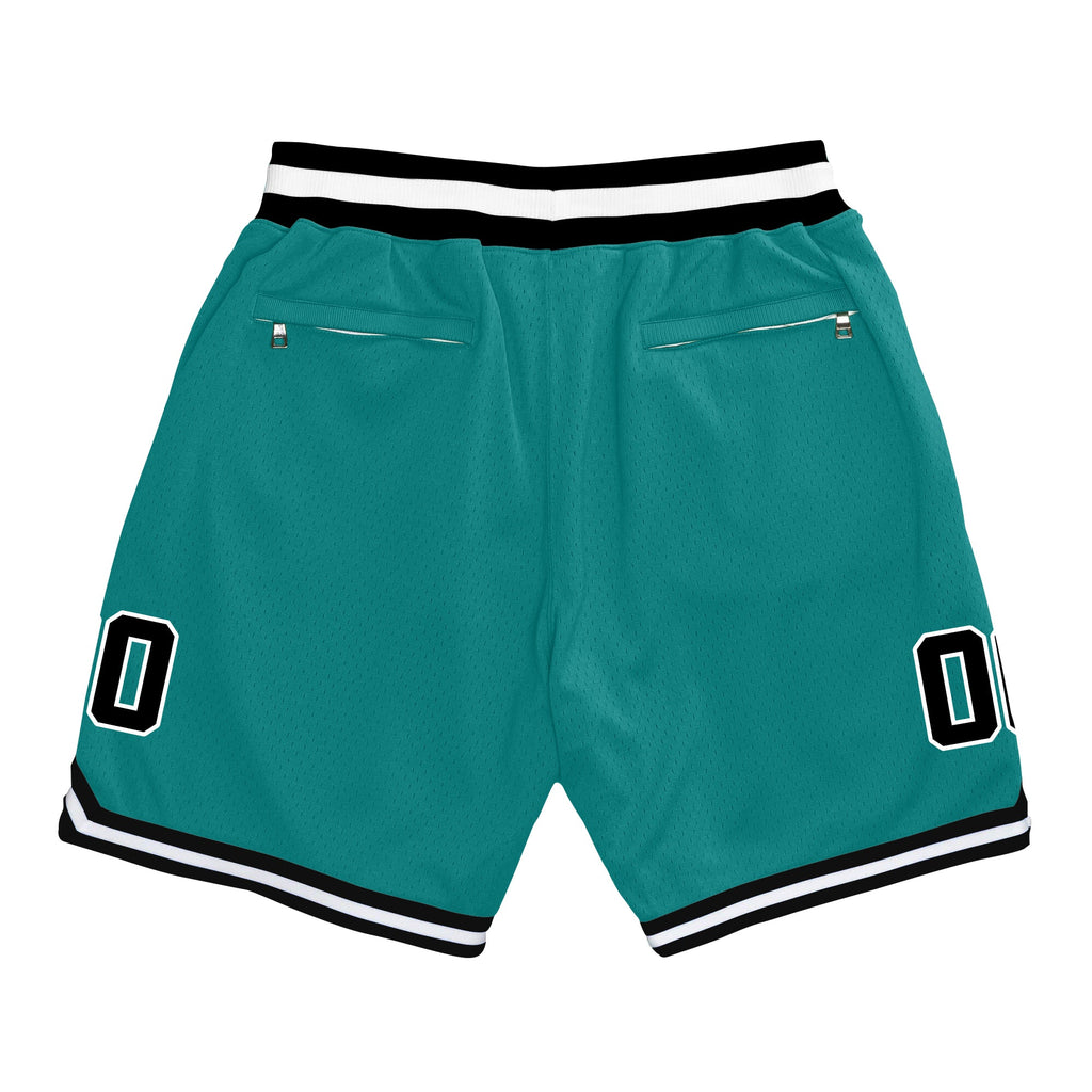 Teal Black-White Custom Basketball Shorts