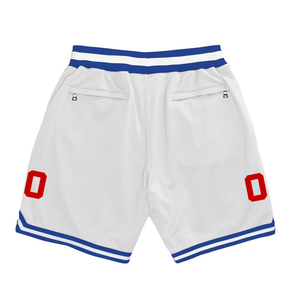 White Blue-Red Custom Basketball Shorts