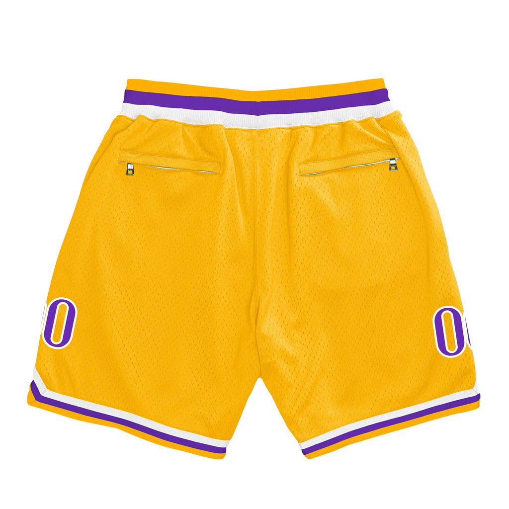 Yellow Purple-White Custom Basketball Shorts