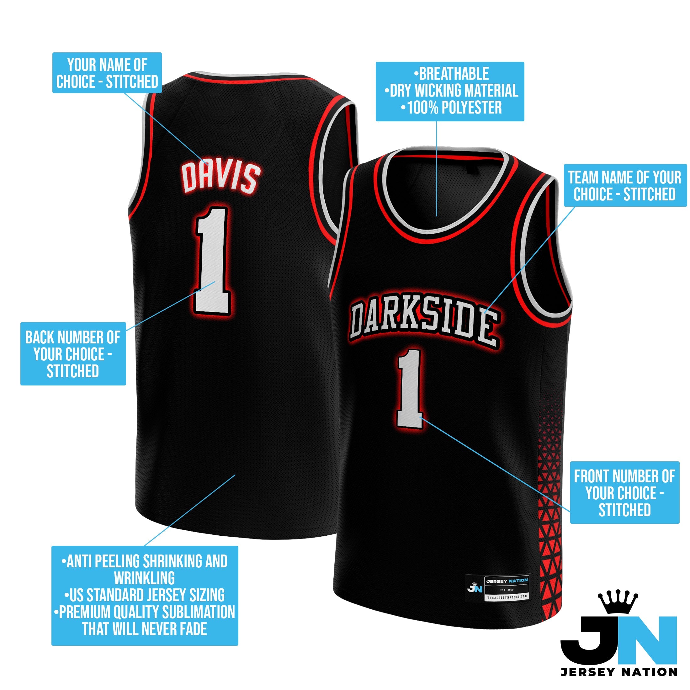 Black Red-White Custom Basketball Jersey
