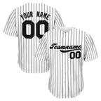 White-Black Pinstripe Custom Baseball Jersey