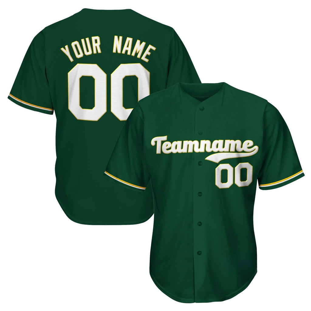 Green White-Yellow Custom Baseball Jersey