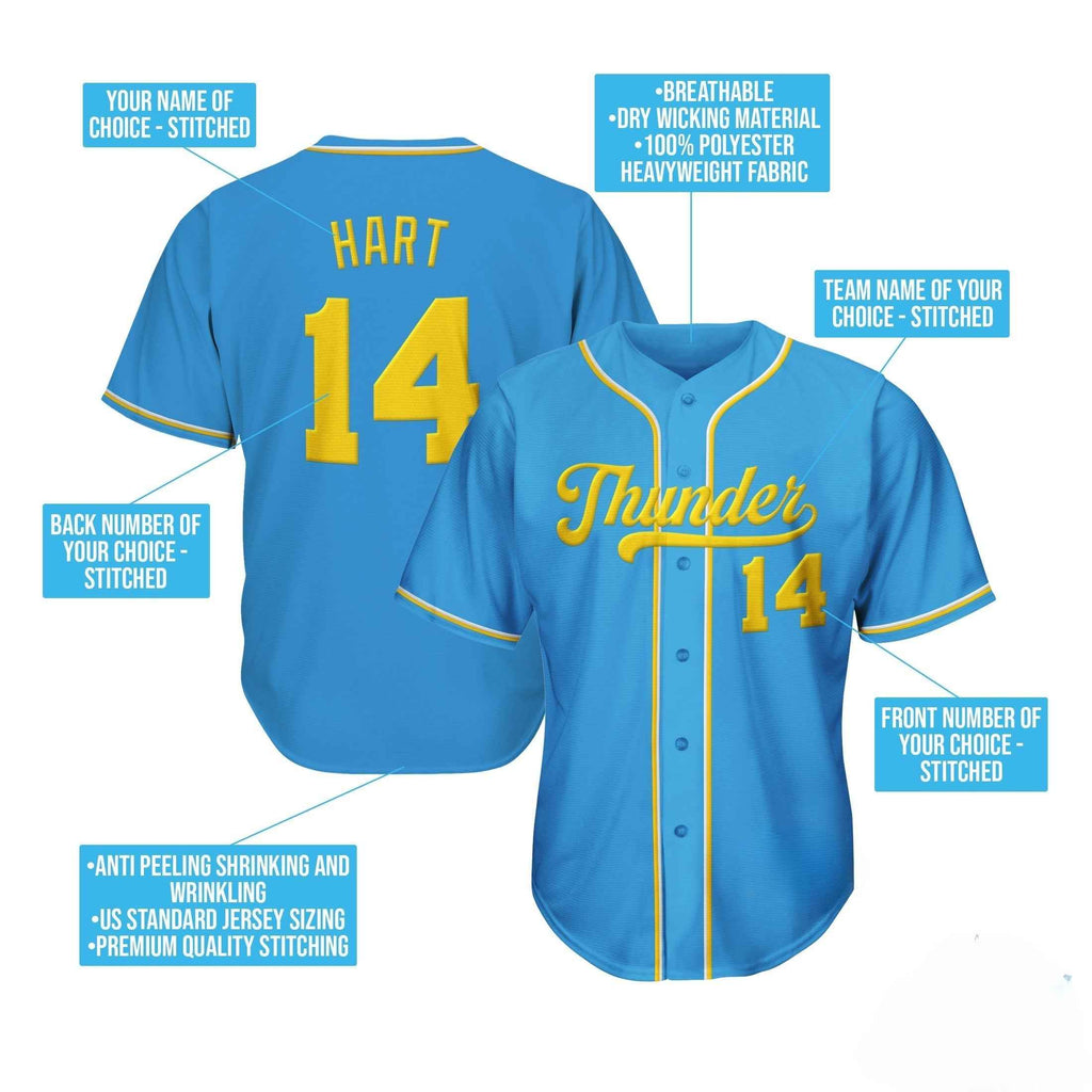 Blue-Yellow Custom Baseball Jersey