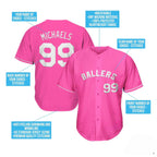 Pink-White Custom Baseball Jersey