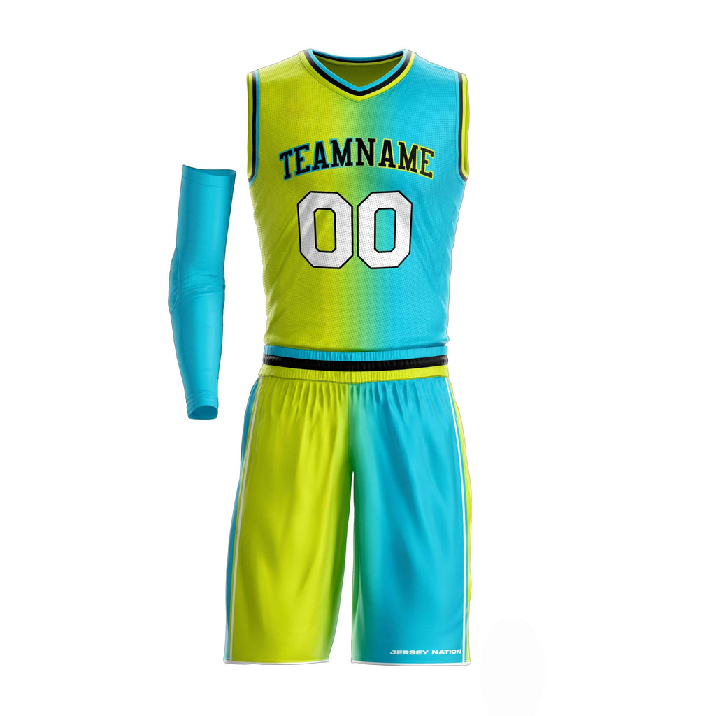 Green-Blue Custom Basketball Team Uniform Set