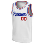 White Blue-Red Custom Basketball Jersey