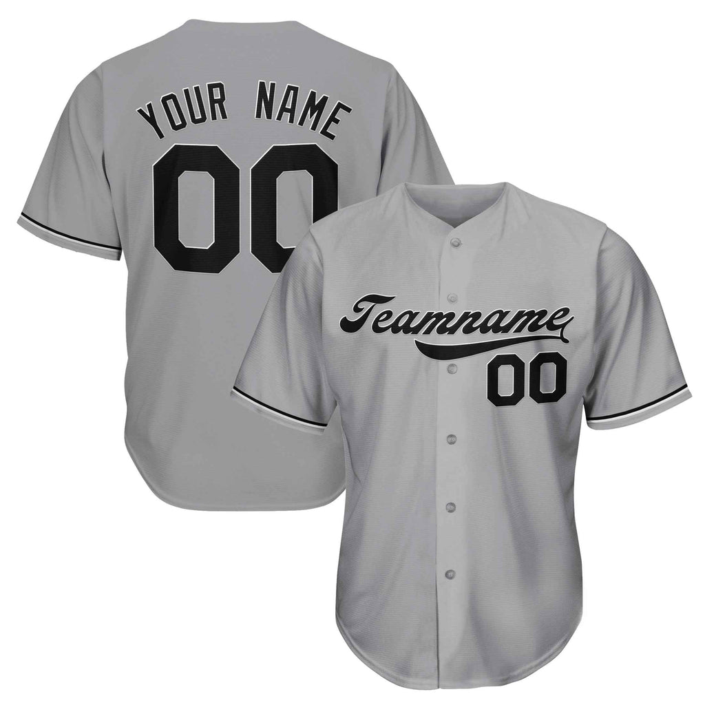 Grey-Black Custom Baseball Jersey