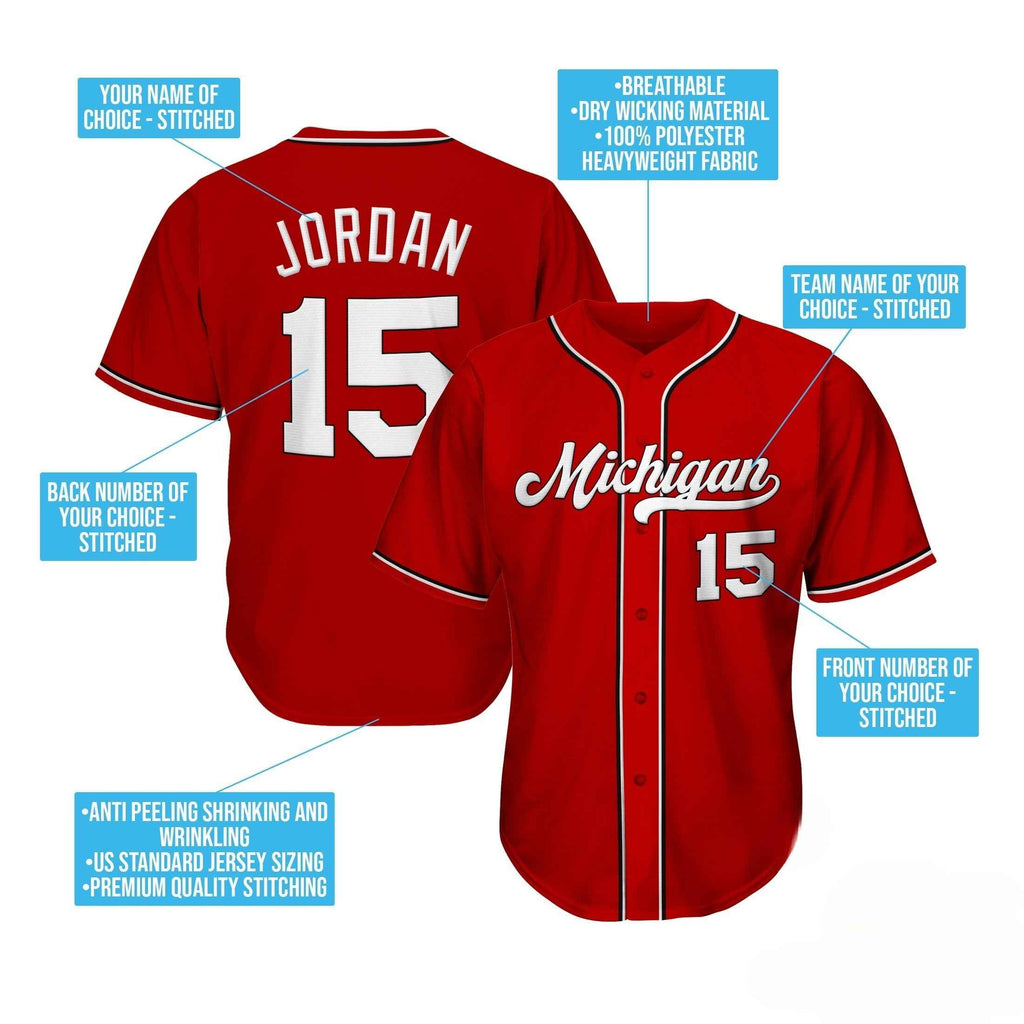 Red-White Custom Baseball Jersey