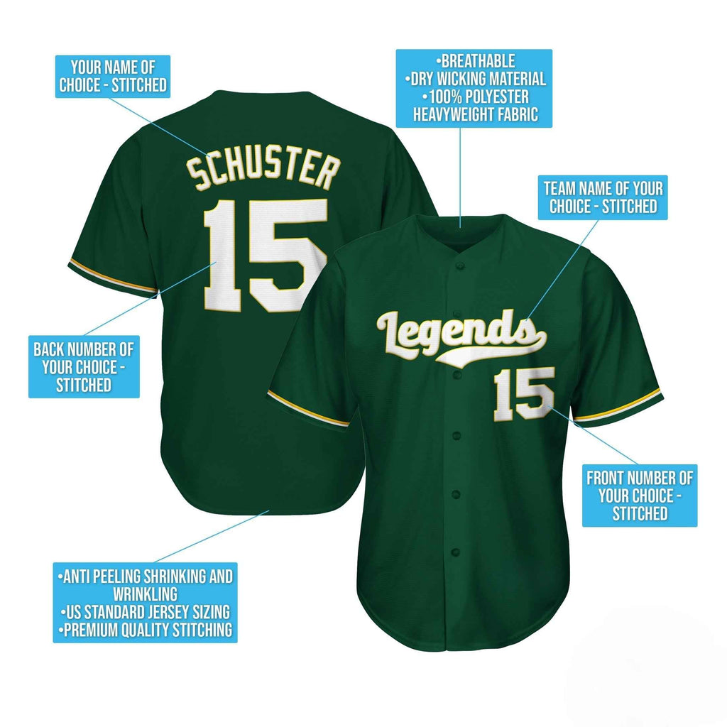 Green White-Yellow Custom Baseball Jersey