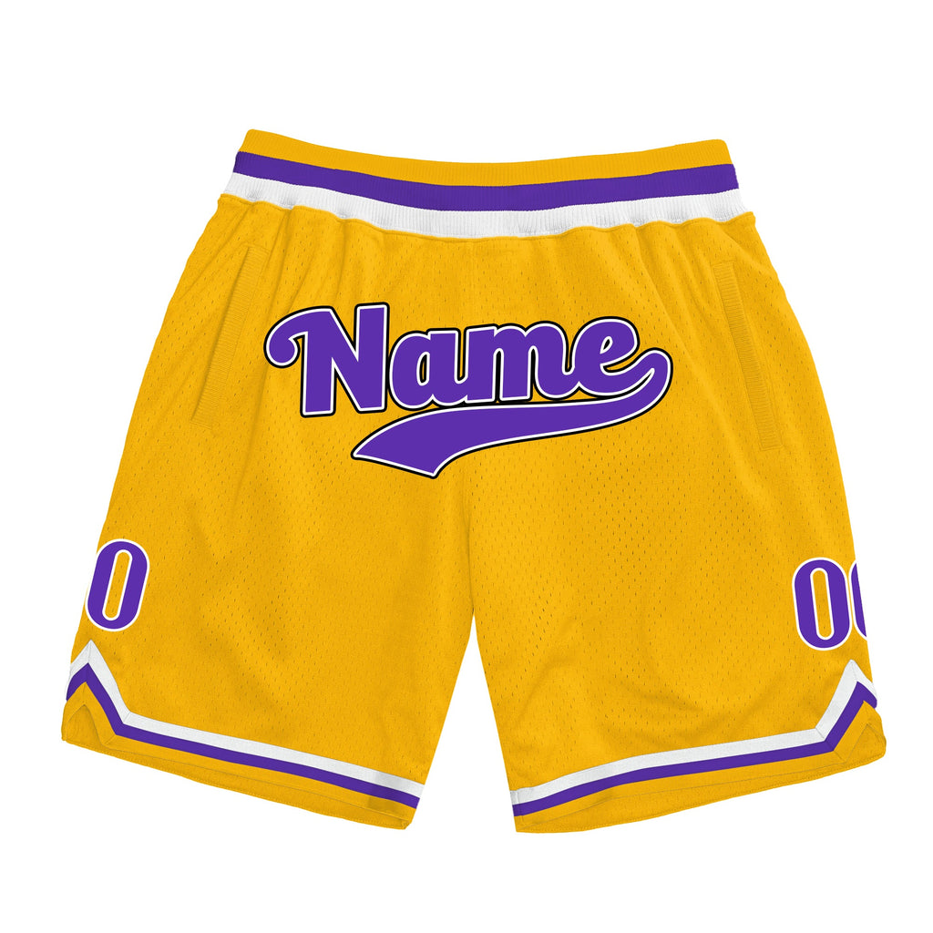 Yellow Purple-White Custom Basketball Shorts