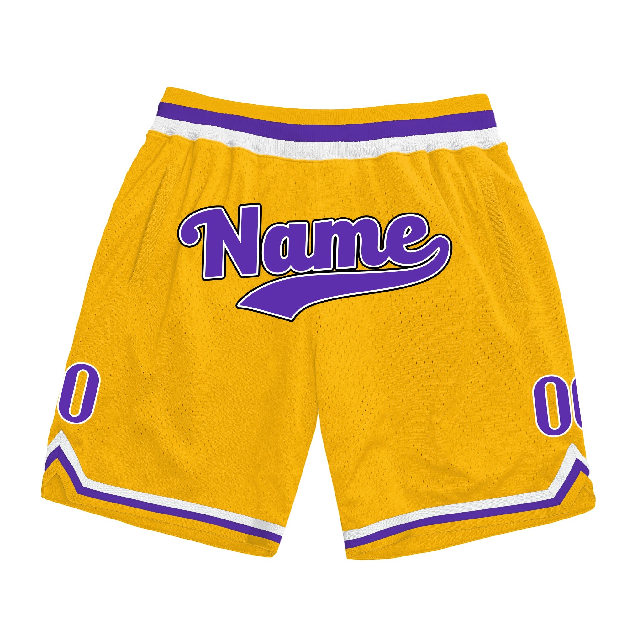Yellow Purple-White Custom Basketball Shorts